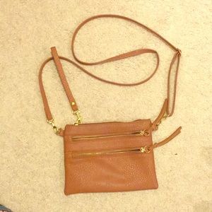 Brown/Camel faux leather cross body purse